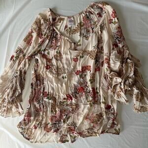 Floral hand beaded peasant blouse